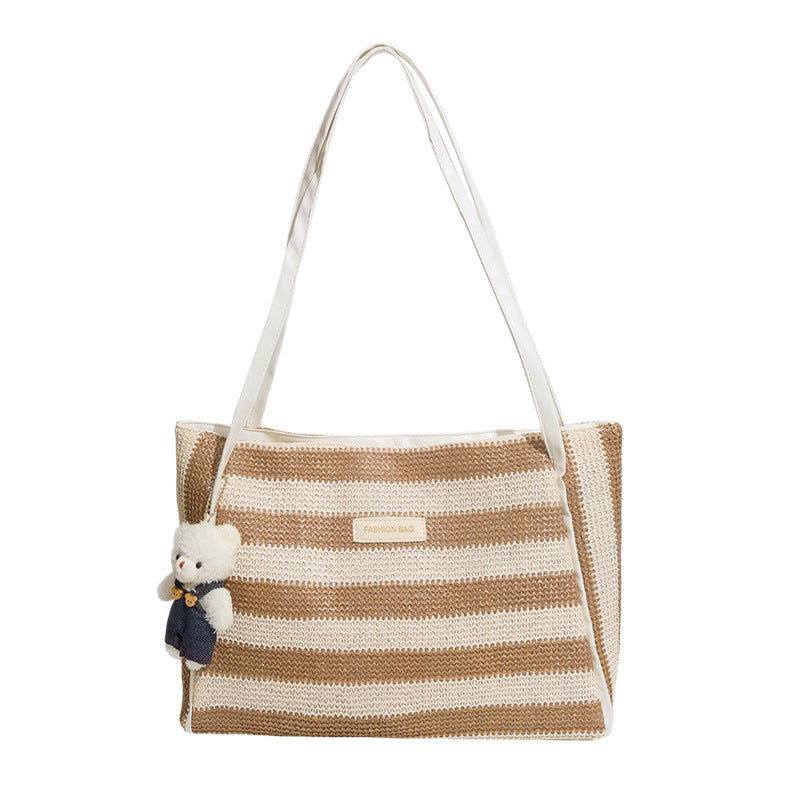 Gestreifter Häkelstrand-Tote-Bag