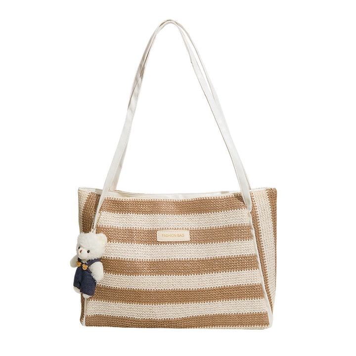 Gestreifter Häkelstrand-Tote-Bag