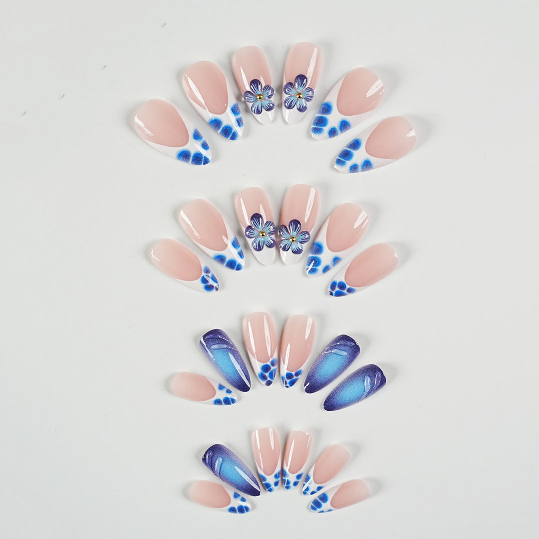 Künstlerisches Florales Press-On Nagelkunst Set