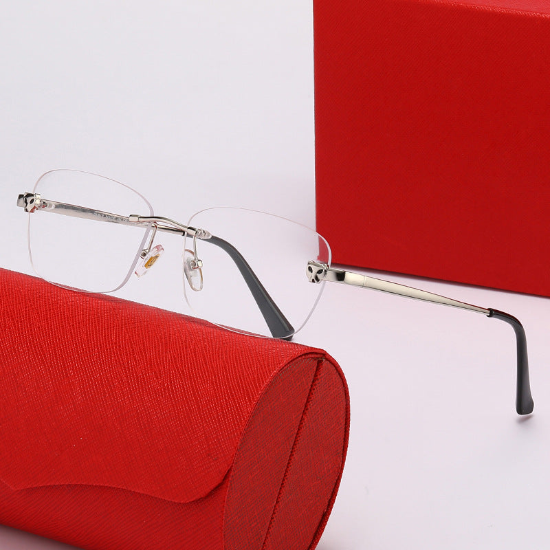 Damen modische Halbrahmenbrille mit elegantem Metallgestell Karnz