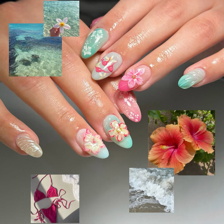 Elegante Kunstnagelkollektion mit floralen Motiven Karnz
