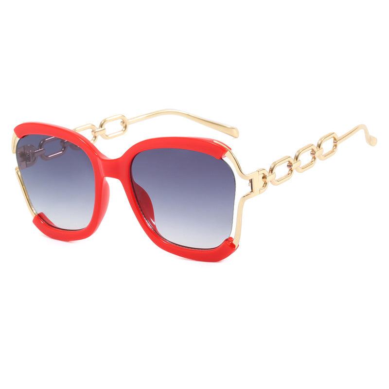 Damen modische Sonnenbrille mit goldenen Kettendetails Karnz