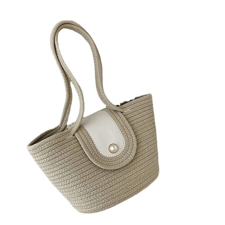Damen Handtasche aus geflochtenem Naturmaterial mit elegantem Verschluss Karnz
