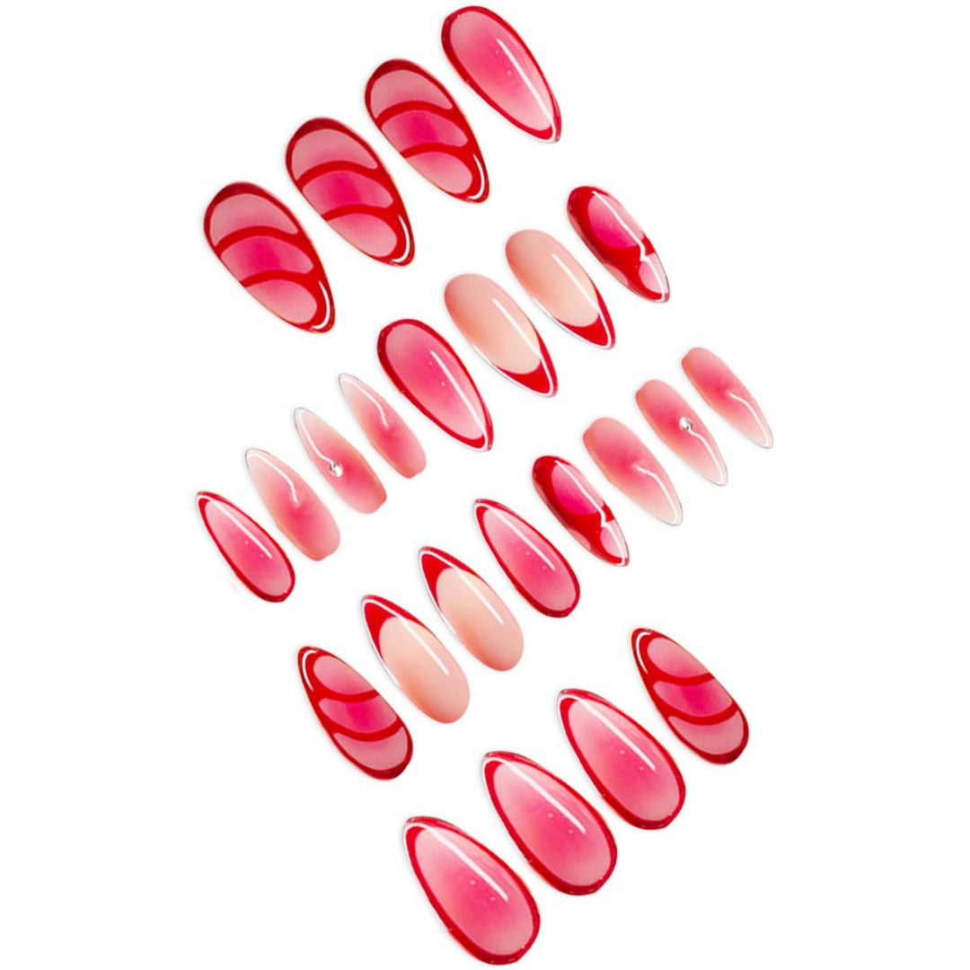 Künstlerisches Stiletto Press-On Nagelset Karnz