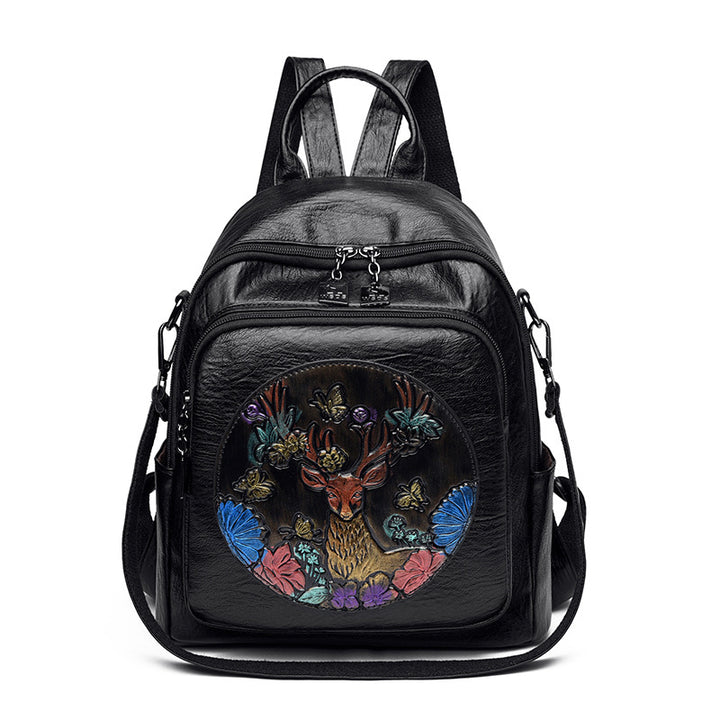 Kreativer bestickter Leder-Rucksack
