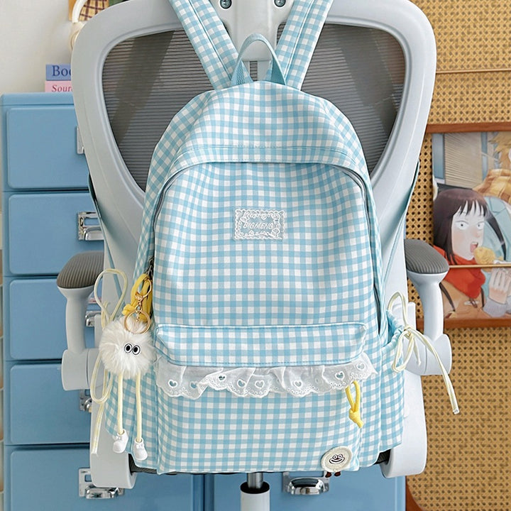 Süßer Gingham-Print-Rucksack Karnz