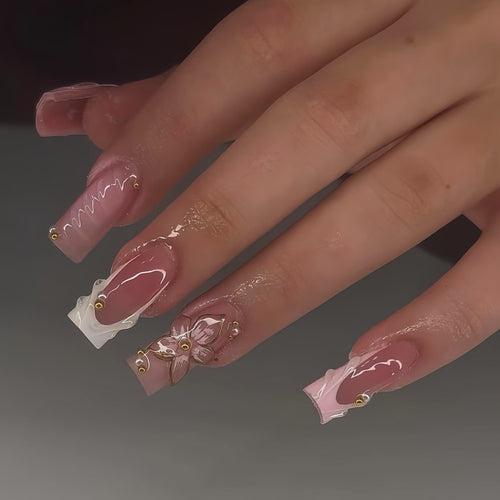 Künstlerische Blumen Press-On Nagelverlängerungen Karnz