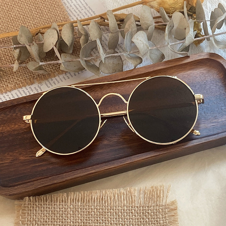 Modische Runde Sonnenbrille mit Feinem Metallrahmen Karnz