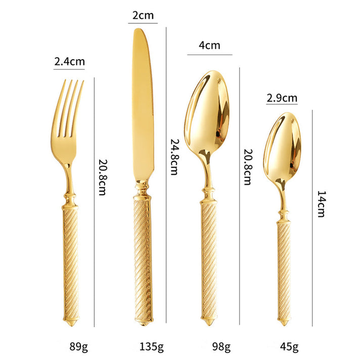 Realm Texturiertes Gold Luxus Besteckset | Karnz
