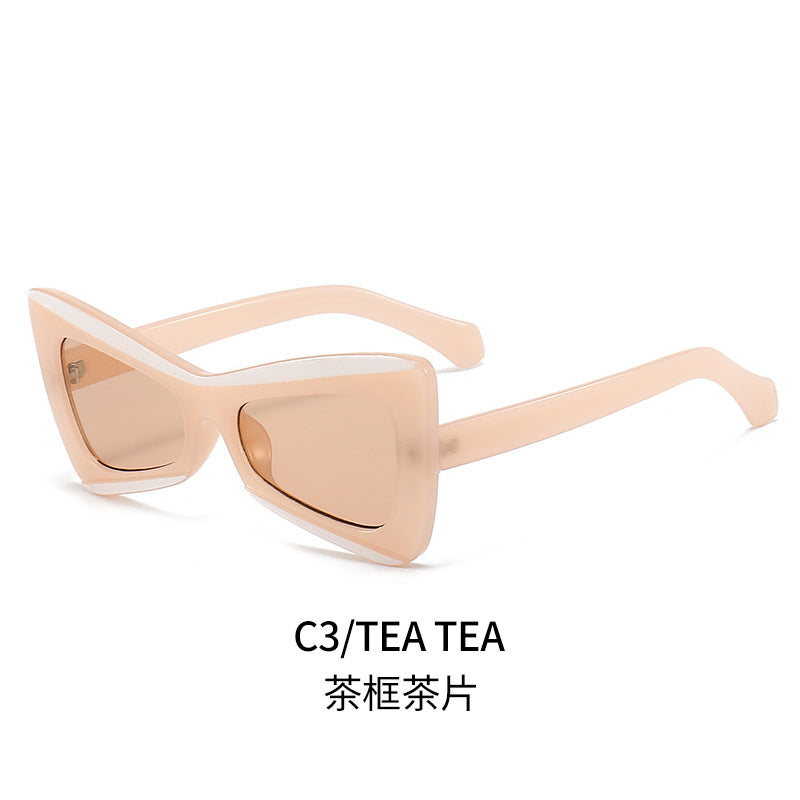Damen Modische Cat-Eye-Sonnenbrille mit breitem Rahmen Karnz