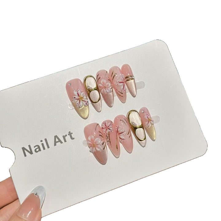 Dekorativer floraler Press-on-Nagelset