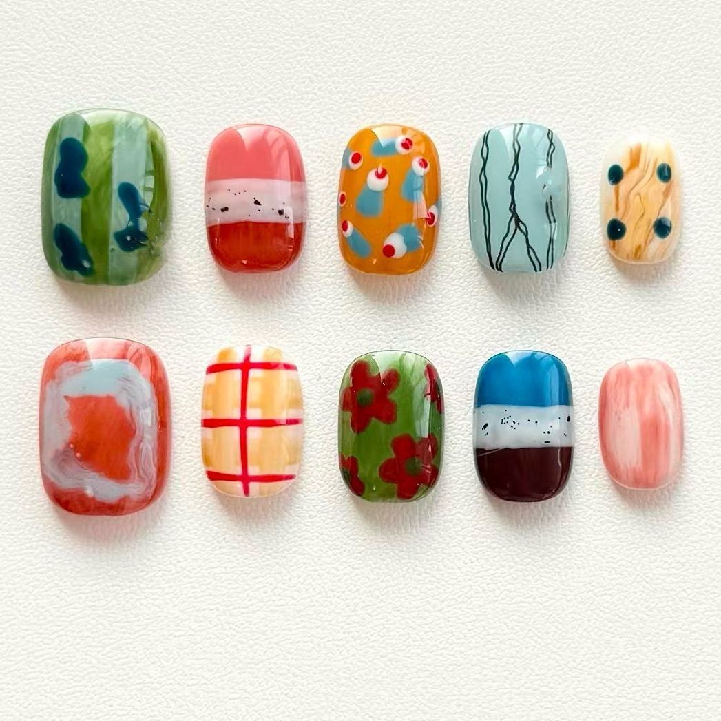 Künstlerisches Kaffee-inspiriertes Press-On Nagelkunst Set Karnz