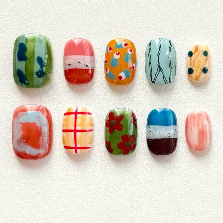 Künstlerisches Kaffee-inspiriertes Press-On Nagelkunst Set Karnz