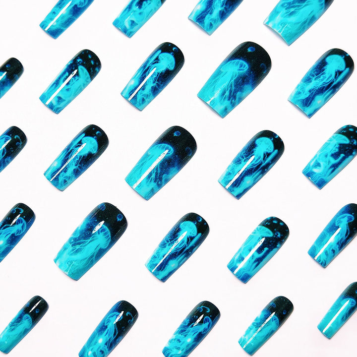 Künstliche Kunstnägel mit Lumineszierendem Quallen-Design Karnz