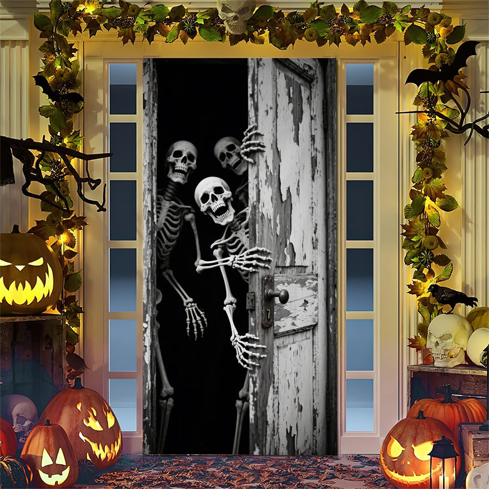 Halloween-Türposter mit großformatiger Grim-Reaper-Illustration und wiederverwendbarem PVC-Planenstoff