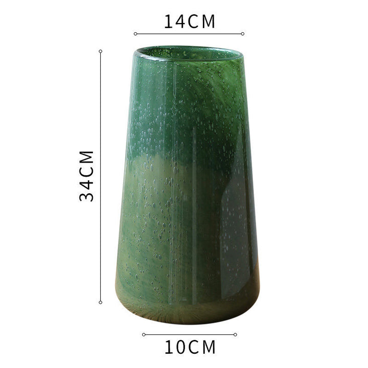 Hohe Kunstglas Ombre Zylinder Bud Vase mit eingeschlossener Blasenstruktur Karnz