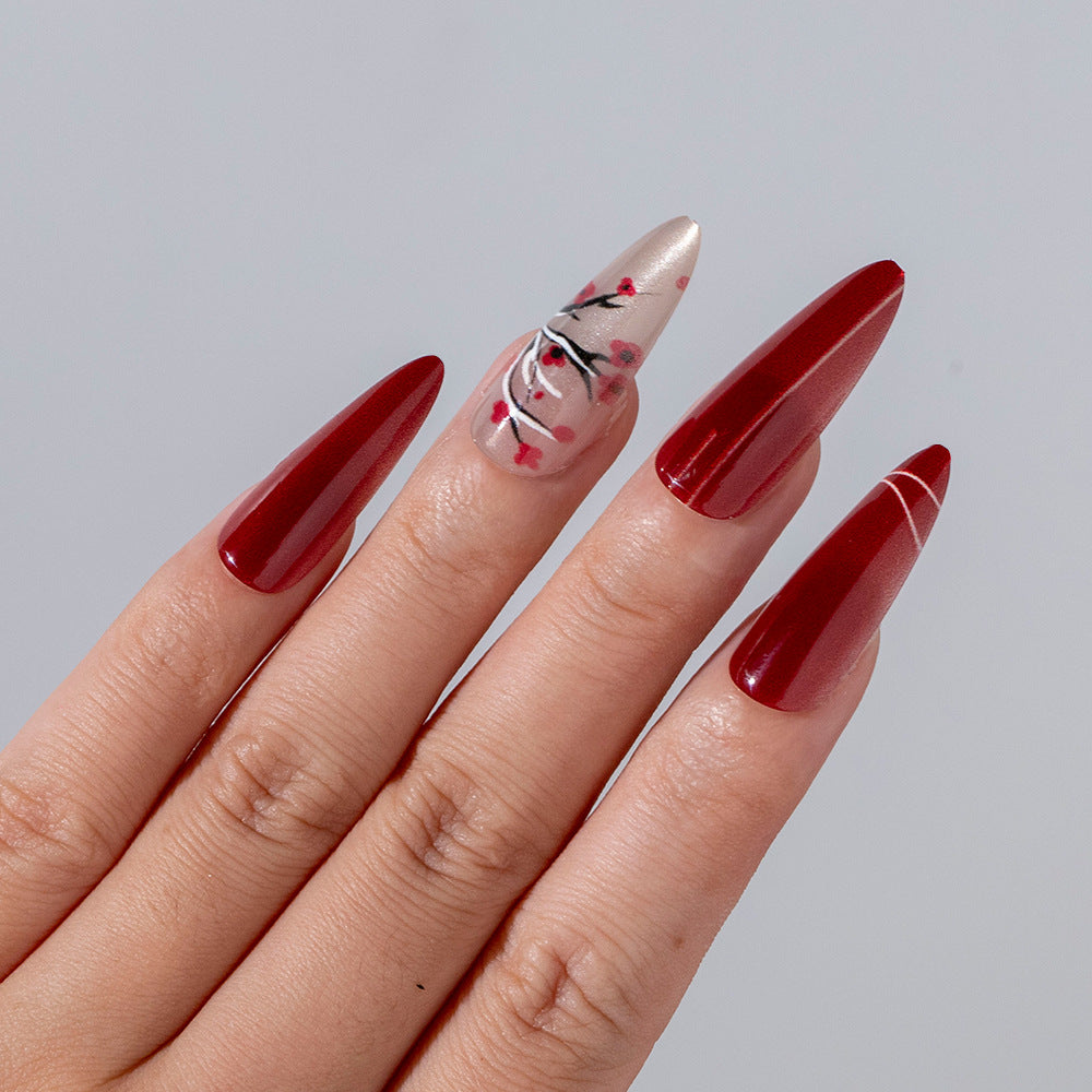 Künstlerisches Kirschblüten Press-On Nagelset Karnz 1788157506