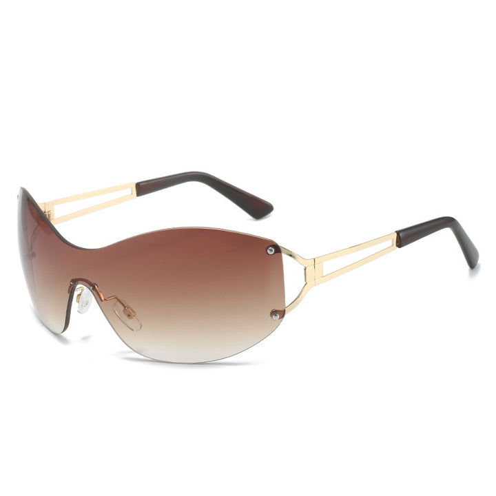 Futuristische Ultra-Wrap Sonnenbrille mit metallischen Akzenten Karnz