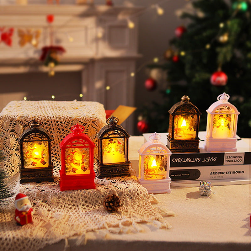 Dekorative Weihnachtslaterne mit nostalgischem Santa-Motiv Karnz