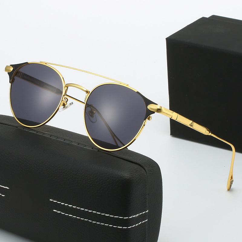 Damen runde Vintage-Sonnenbrille mit hochwertigem Metallrahmen und robustem Design Karnz