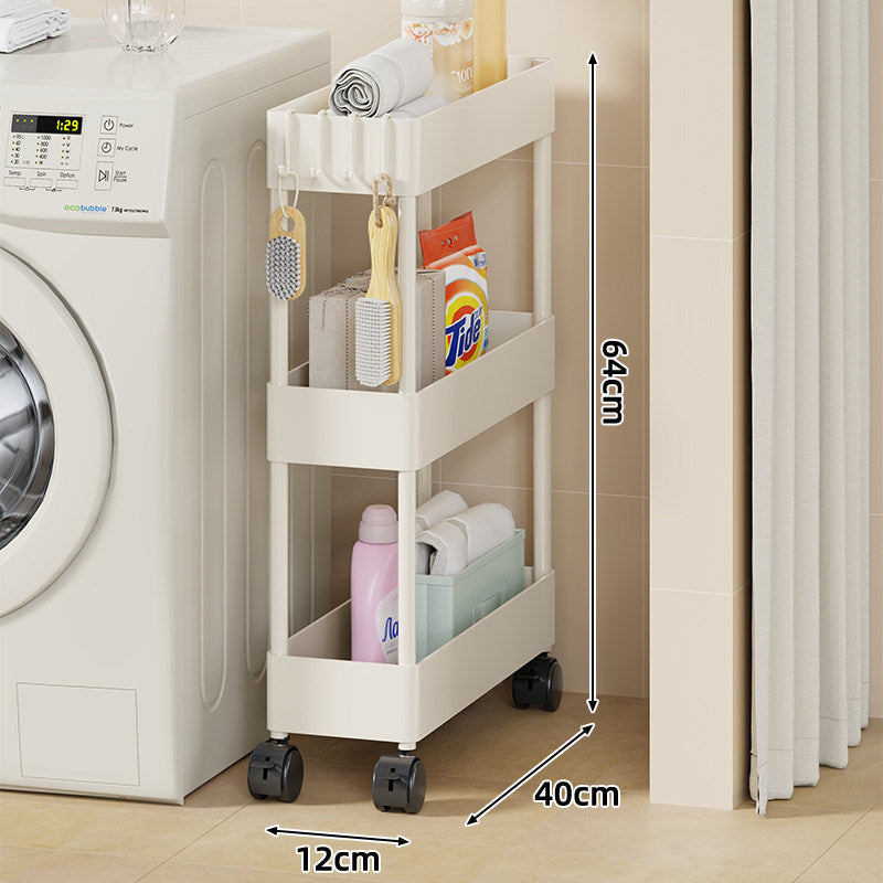 Slim Four-Tier Rolling Laundry und Badezimmer Aufbewahrungswagen mit tiefen Tablettkörben und verriegelbaren Drehrollen