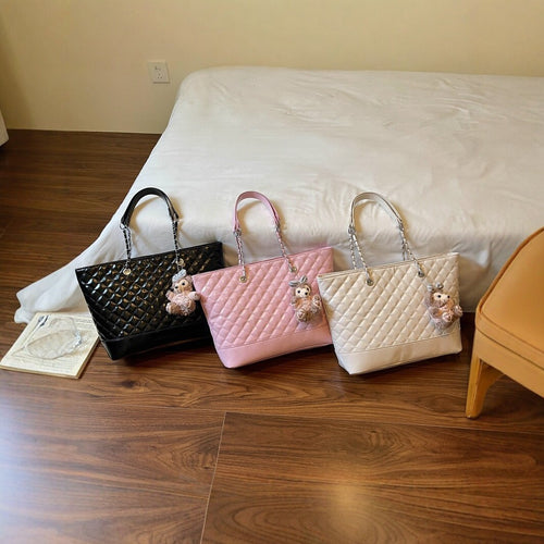 Glänzende gestepptes Tote-Handtasche