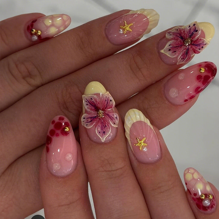 Künstlerisch floral geprägt Press-on Nägel