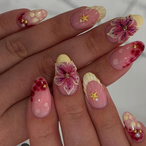Künstlerisch floral geprägt Press-on Nägel