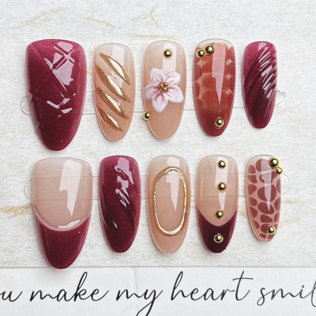 Dekoratives Floral-Design Press-On Nagelkunstset