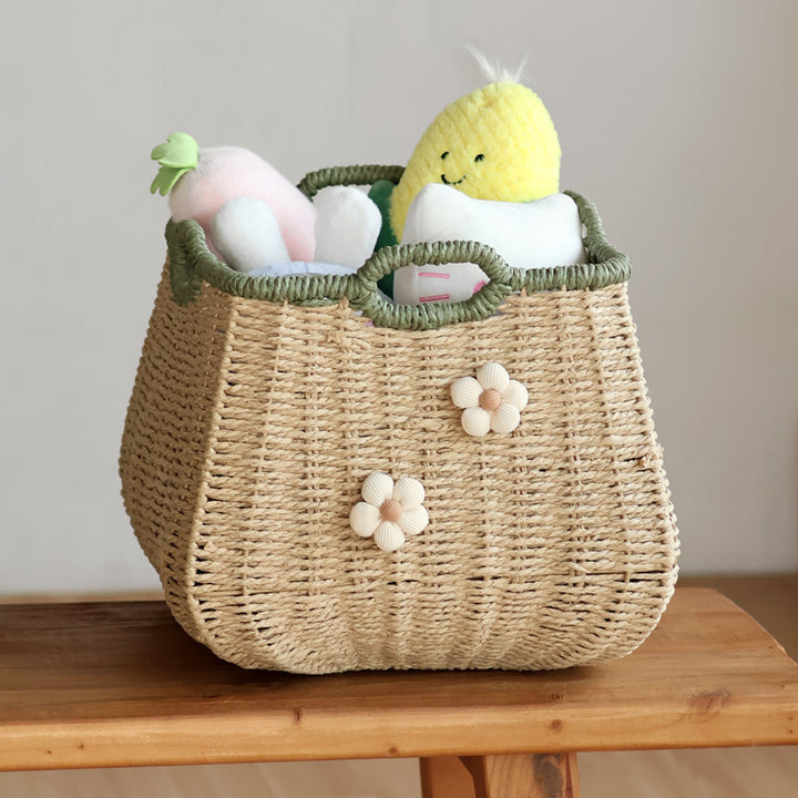 Handgefertigter Korb mit Blumenapplikation Karnz