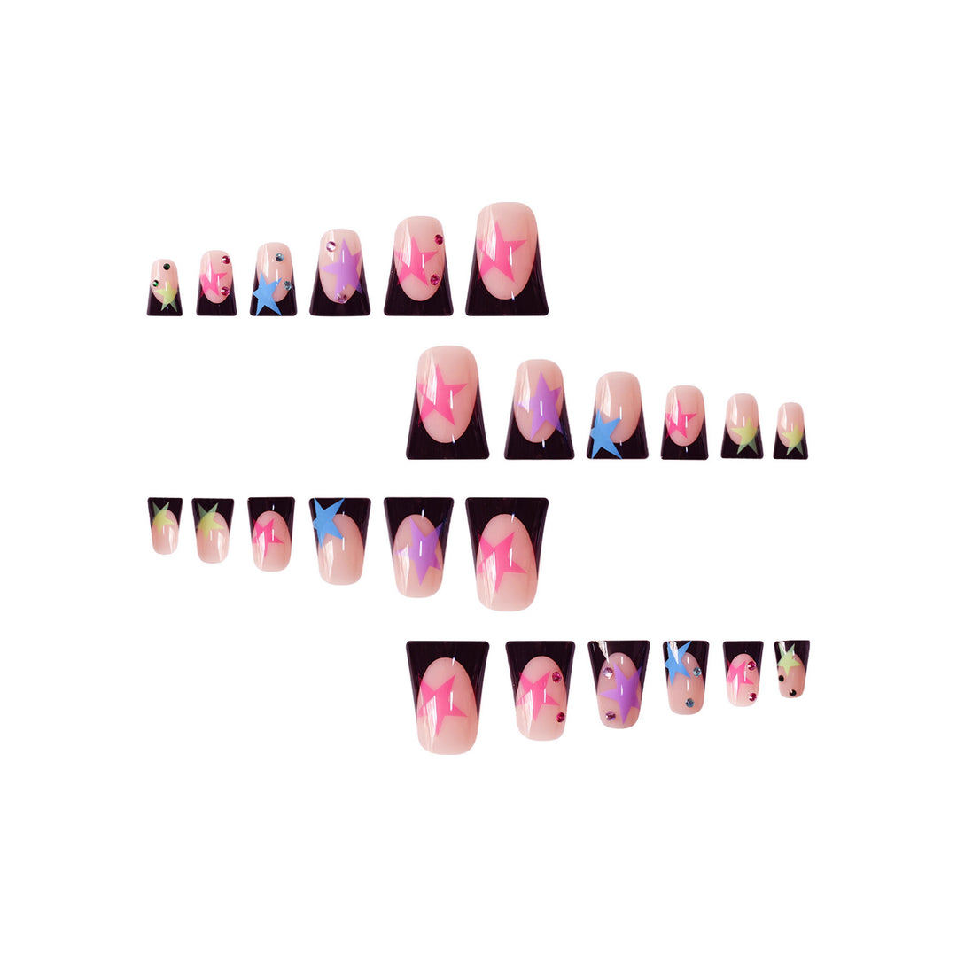Künstlerisches Stiletto Nagelkunst Set mit Sternakzenten Karnz