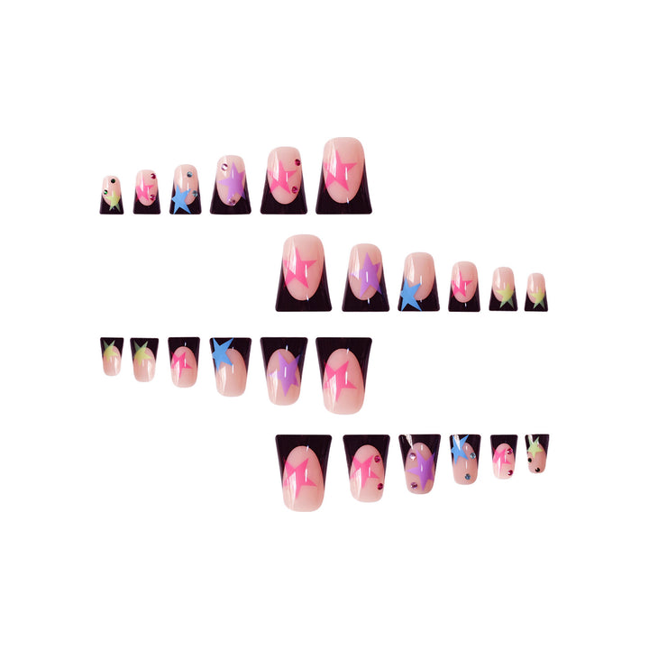 Künstlerisches Stiletto Nagelkunst Set mit Sternakzenten Karnz