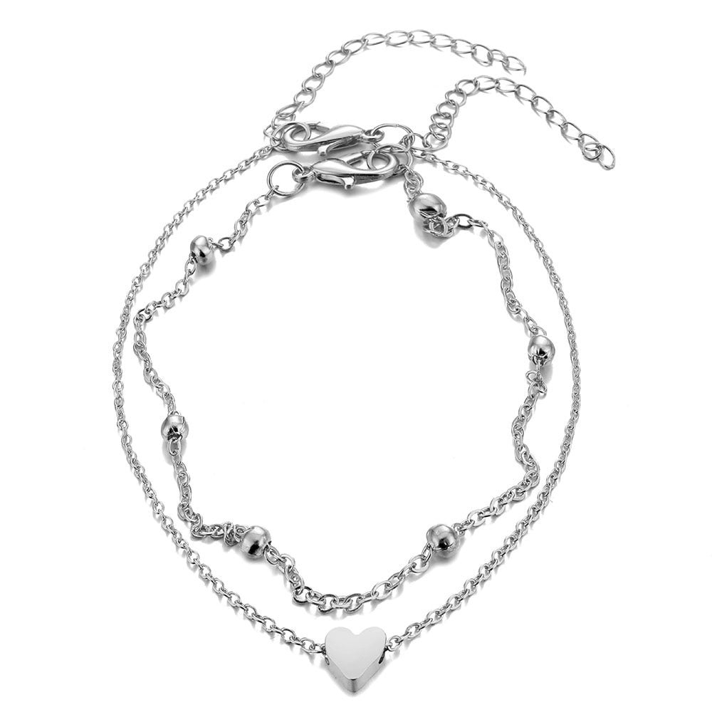 Elegante doppelschichtige Herzarmband Karnz