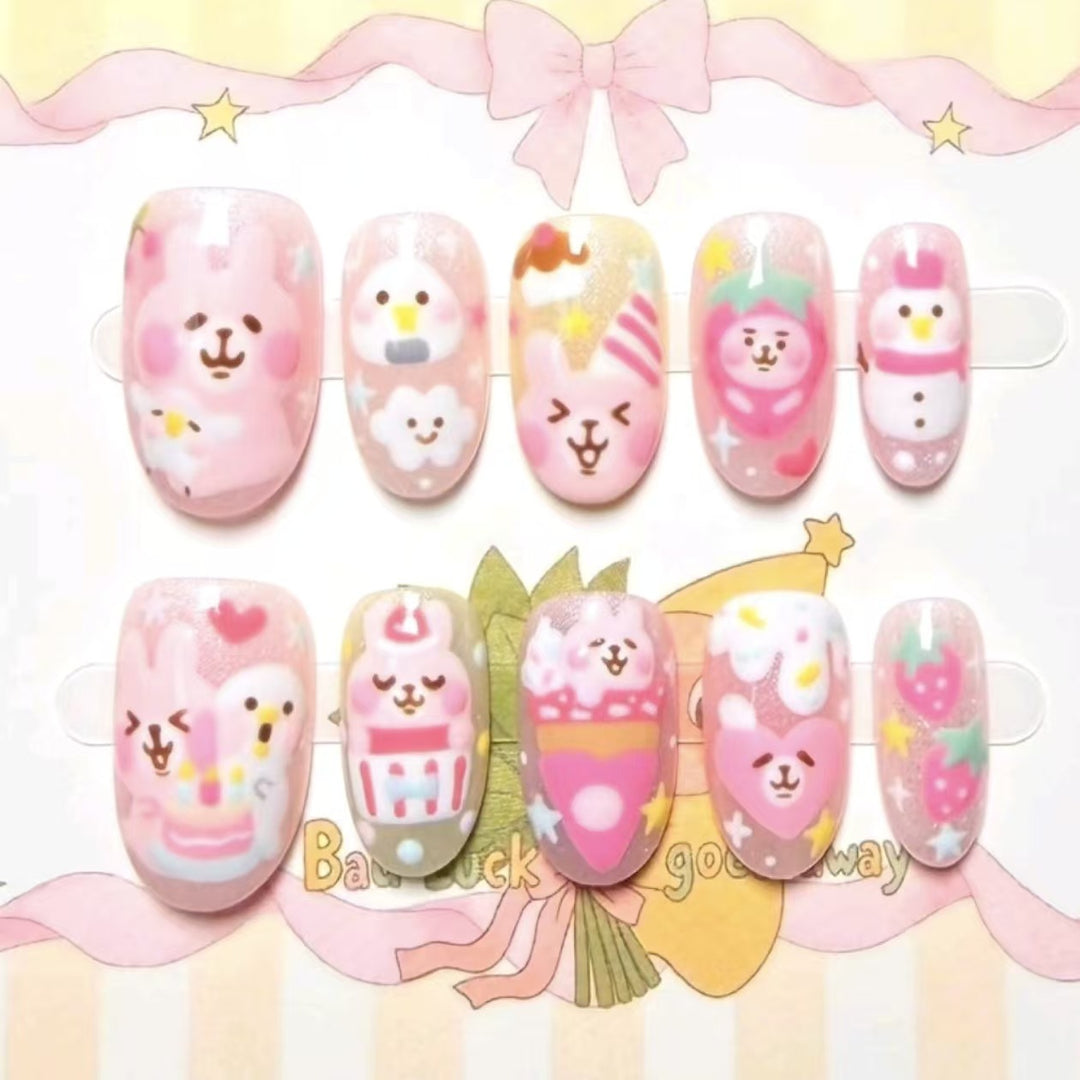 Kreative Cartoon Press-On Nagelkunst Karnz