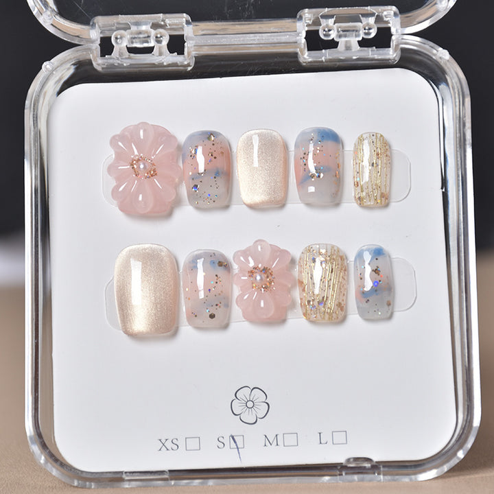 Dekorativer Floral Press-On Nagelset Karnz