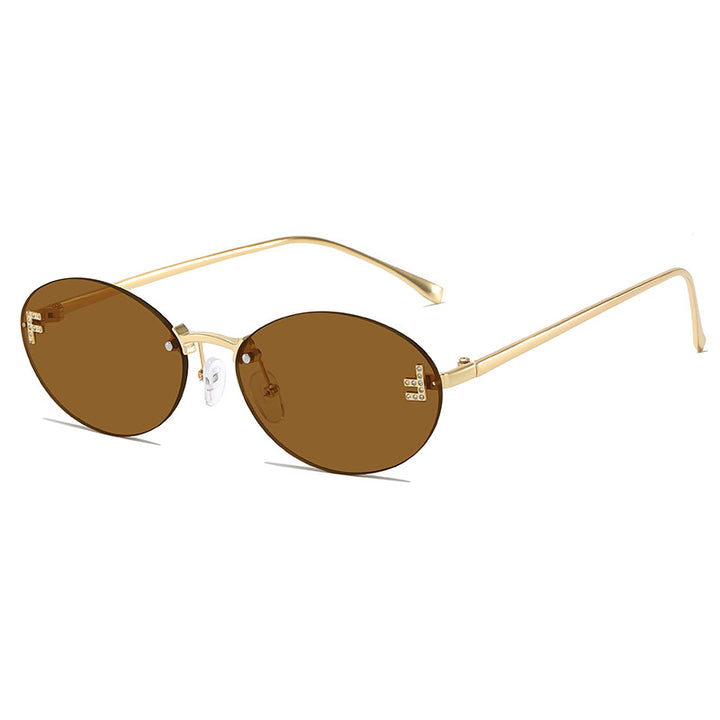 Elegante Metall-Oval-Sonnenbrille Karnz