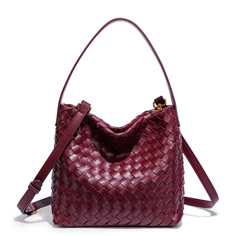 Elegante Geflochtene Leder Schultertasche Karnz