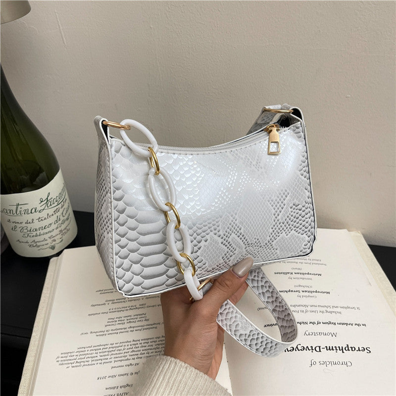 Stylische Texturierte Schlangenleder Effekt Handtasche Karnz