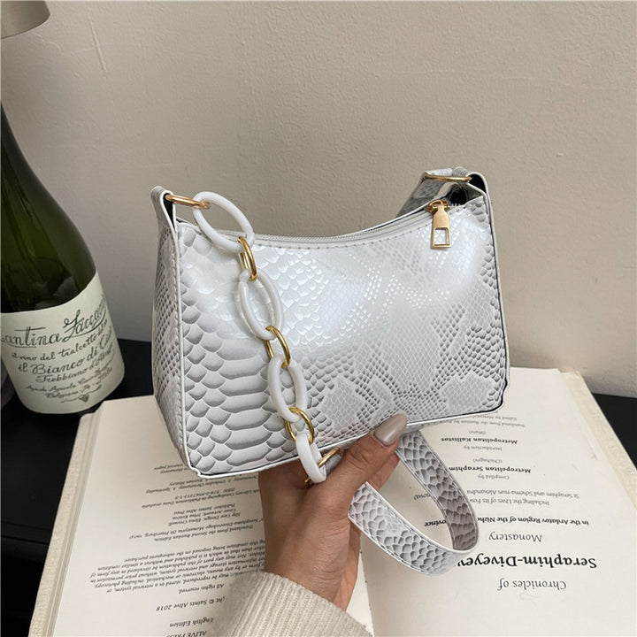 Stylische Texturierte Schlangenleder Effekt Handtasche Karnz