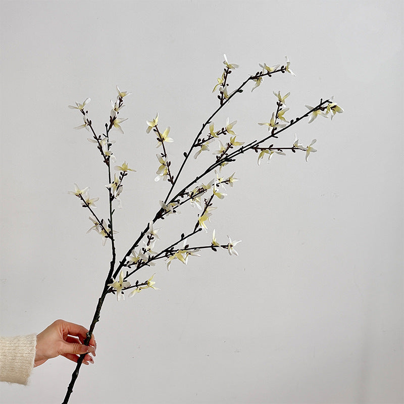 Kunstblütenzweig mit detailreichen Gelben Blüten Karnz