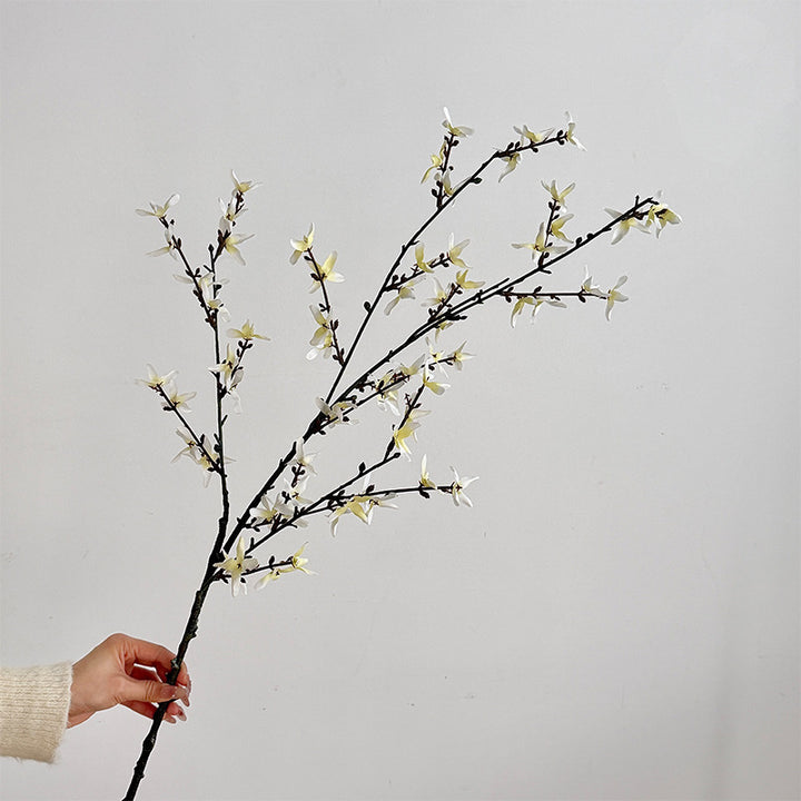 Kunstblütenzweig mit detailreichen Gelben Blüten Karnz