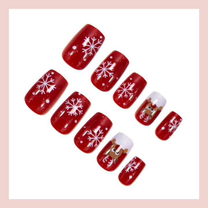 Weihnachts Kunstnagelset mit festlichen Schneeflocken- und Rentierdesigns Karnz
