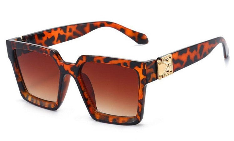 Damen stilvolle quadratische Sonnenbrille mit goldenen Akzenten Karnz