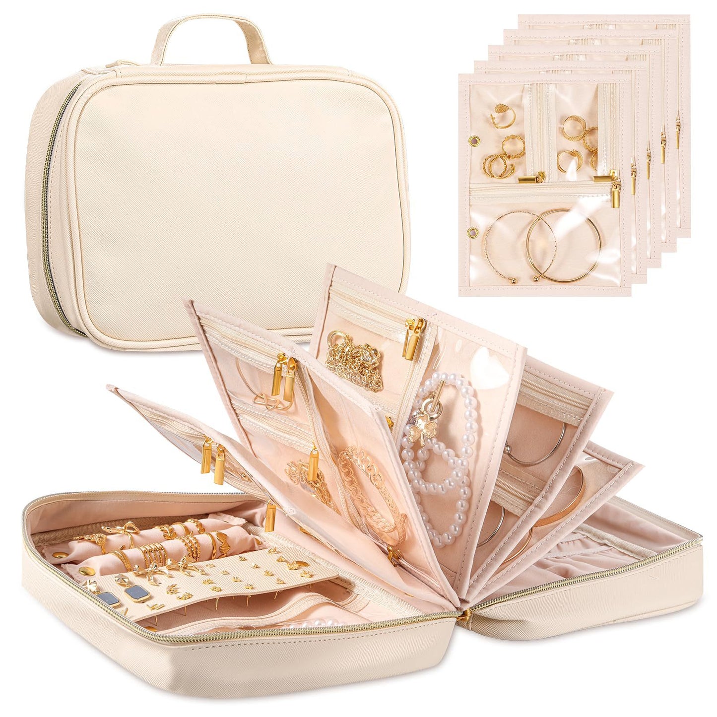 Damen eleganter Schmuck-Organizer mit durchsichtigen Fächern Karnz