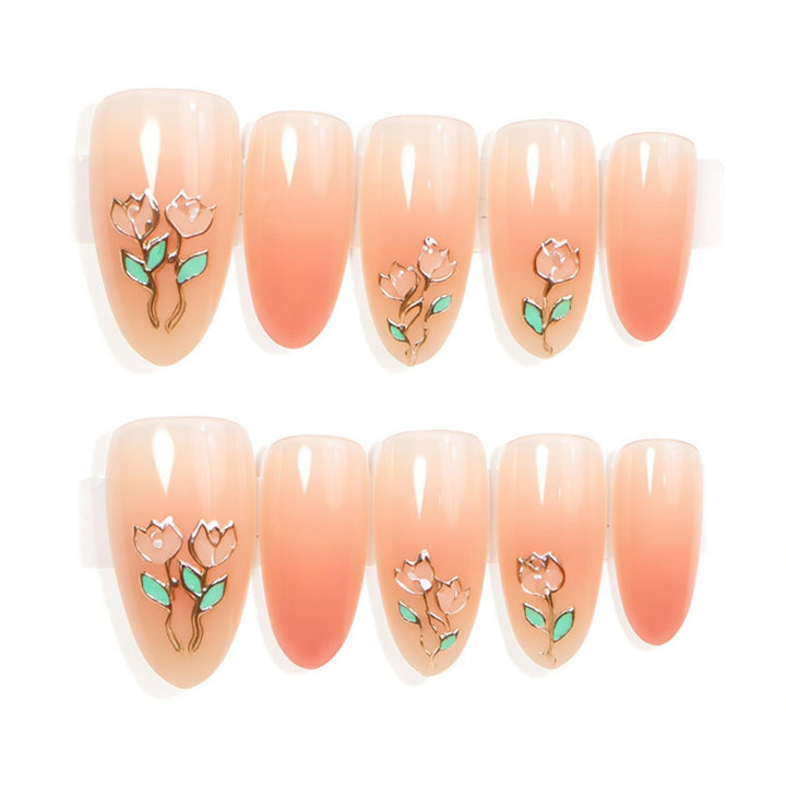 Künstlerisches Floral Press-On Nägel Set Karnz