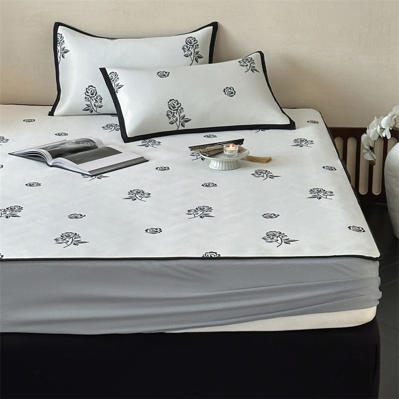Bettlaken-Set mit floraler Allover-Print und dekorativer Saumblende