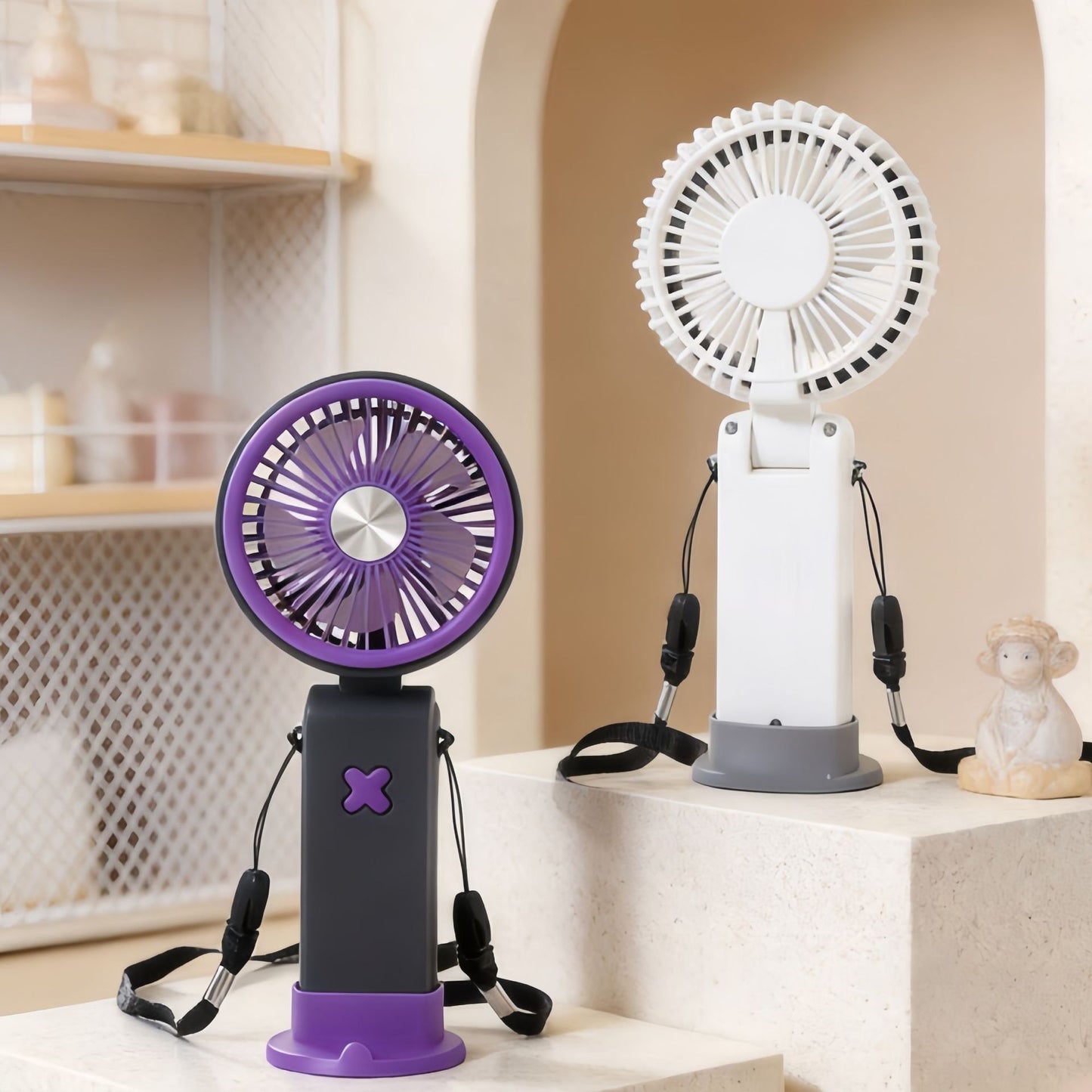Damen Tragbarer Handventilator mit USB-Anschluss und flexiblem Tragesystem Karnz