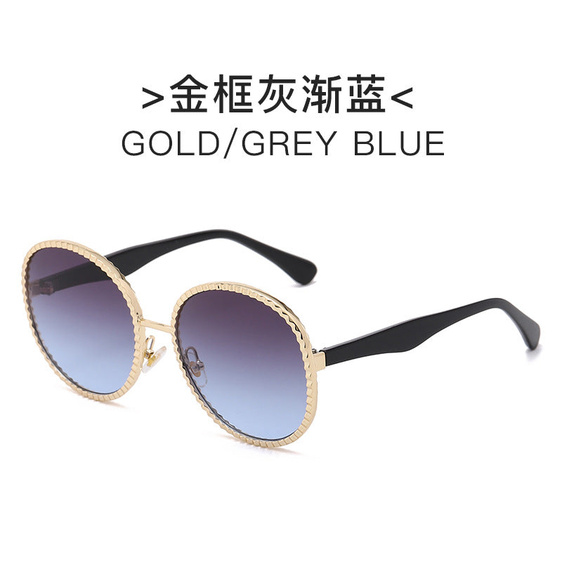 Damen elegante oversized Sonnenbrille mit gewebtem goldenen Rahmen Karnz