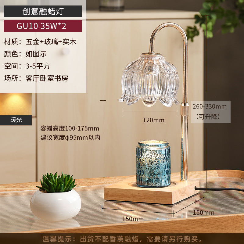 Verstellbare kunsthandwerkliche Glas- und Holz-Schreibtischlampe