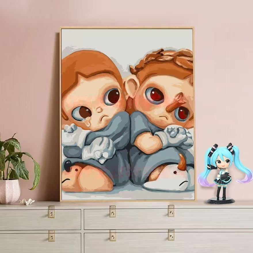 Verspielte Charakterillustration Leinwandkunst Karnz